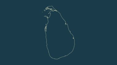 Sri Lanka haritası - çizgi film. Sınır. Fiziksel.