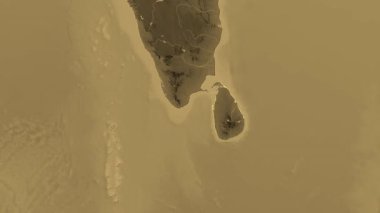 Sri Lanka haritası - süzül. Sınır. Sepya.