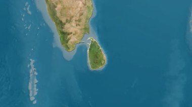 Sri Lanka haritası - yakınlaştır. Sınır. Uydu.