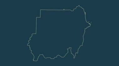 Sudan haritası - çizgi film. Sınır. Fiziksel.