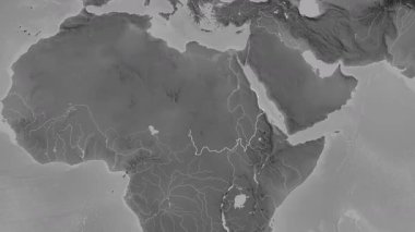 Sudan haritası - süzül. Sınır. Gri Tonlama.