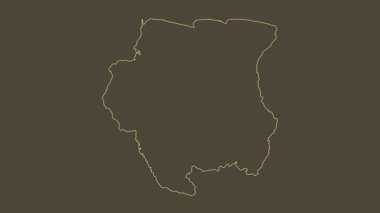 Surinam haritası - çizgi film. Sınır. Sepya.
