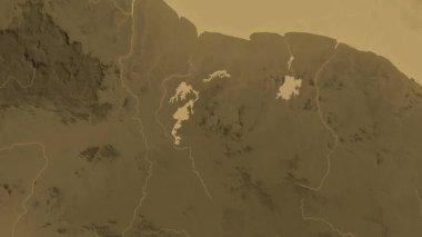 Surinam haritası - sür. Sınır. Sepya.