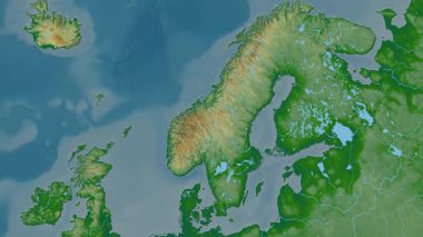 İsveç haritası - sür. Sınır. Fiziksel.