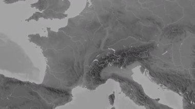 İsviçre haritası - süzül. Sınır. Gri Tonlama.