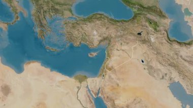 Suriye haritası - süzül. Sınır. Uydu.