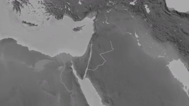 Ürdün haritası - süzül. Bölgeler. Gri Tonlama.