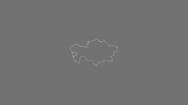 Kazakistan haritası - sağlam. Bölgeler. Gri Tonlama.