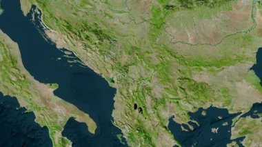 Kosova haritası - süzül. Bölgeler. Uydu.