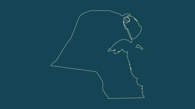 Kuveyt haritası - çizgi film. Bölgeler. Uydu.