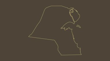 Kuveyt haritası - çizgi film. Bölgeler. Sepya.