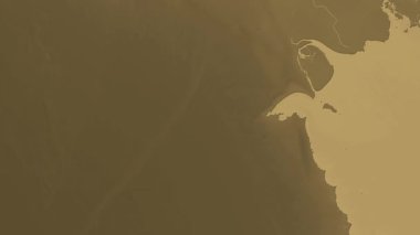 Kuveyt haritası - sür. Bölgeler. Sepya.