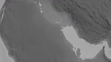 Kuveyt haritası - süzül. Bölgeler. Gri Tonlama.