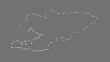 Kırgızistan haritası - çizgi film. Bölgeler. Gri Tonlama.