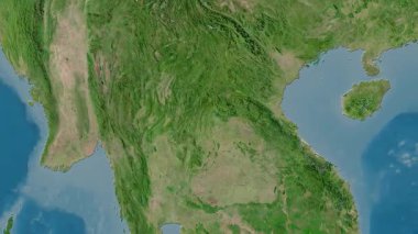 Laos haritası - sür. Bölgeler. Uydu.