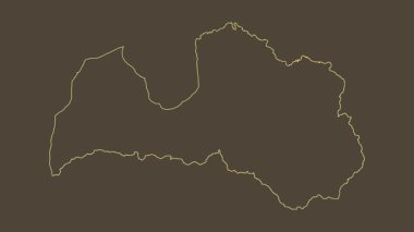 Letonya haritası - çizgi film. Bölgeler. Sepya.