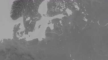 Letonya haritası - özet. Bölgeler. Gri Tonlama.