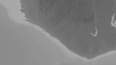 Liberya haritası - sür. Bölgeler. Gri Tonlama.