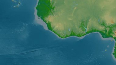 Liberya haritası - yakınlaştır. Bölgeler. Fiziksel.