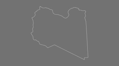 Libya haritası - çizgi film. Bölgeler. Gri Tonlama.