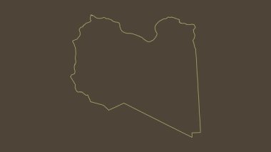 Libya haritası - çizgi film. Bölgeler. Sepya.