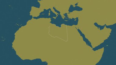 Libya haritası - çıkartma. Bölgeler. Desen.