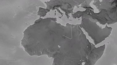 Libya haritası - süzül. Bölgeler. Gri Tonlama.