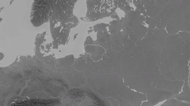 Litvanya haritası - yakınlaştır. Bölgeler. Gri Tonlama.