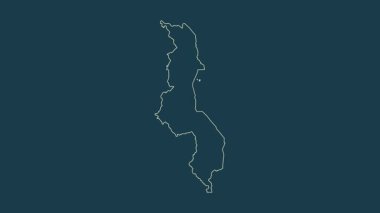 Malawi haritası - çizgi film. Bölgeler. Fiziksel.