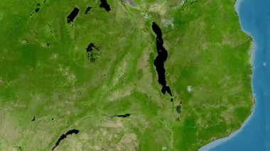 Malawi haritası - sür. Bölgeler. Uydu.