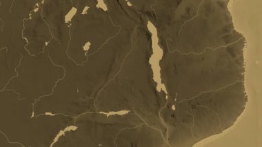 Malawi haritası - sür. Bölgeler. Sepya.