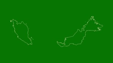 Malezya haritası - çizgi film. Bölgeler. Uydu.