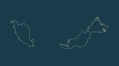 Malezya haritası - çizgi film. Bölgeler. Fiziksel.