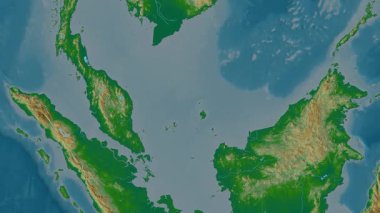 Malezya haritası - sür. Bölgeler. Fiziksel.