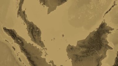 Malezya haritası - sür. Bölgeler. Sepya.