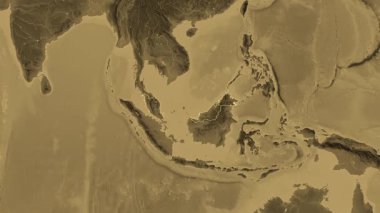 Malezya haritası - çıkarma. Bölgeler. Sepya.