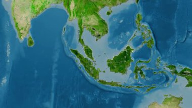 Malezya haritası - süzül. Bölgeler. Uydu.