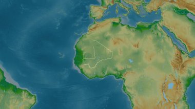 Mali haritası. Bölgeler. Fiziksel.