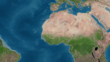 Mali haritası - yakınlaştır. Bölgeler. Uydu.