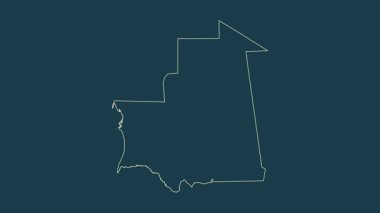 Moritanya haritası - çizgi film. Bölgeler. Fiziksel.