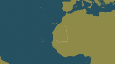 Moritanya haritası - süzül. Bölgeler. Desen.