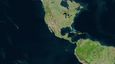 Meksika haritası. Bölgeler. Uydu. Etiketler