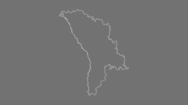 Moldova haritası - çizgi film. Bölgeler. Gri Tonlama.