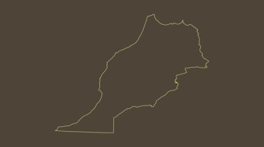 Fas haritası - çizgi film. Bölgeler. Sepya.