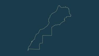 Batı Sahra haritalı Fas karikatürü. Bölgeler. Fiziksel.