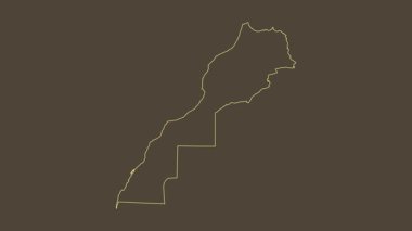 Batı Sahra haritalı Fas karikatürü. Bölgeler. Sepya.