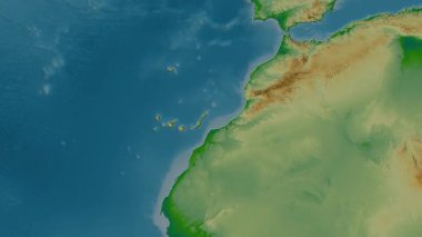 Batı Sahra haritalı Fas, sür. Bölgeler. Fiziksel.