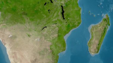 Mozambik haritası - sür. Bölgeler. Uydu.