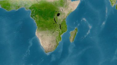 Mozambik haritası - süzül. Bölgeler. Uydu.