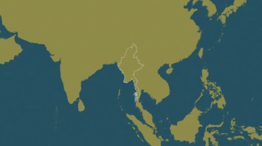 Myanmar haritası. Bölgeler. Desen.